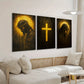 3pcs Religious Canvas Wall Art Set Jesus and Virgin Mary with Golden Cross Design Home Office  Church Decor Indoor Mural Decor