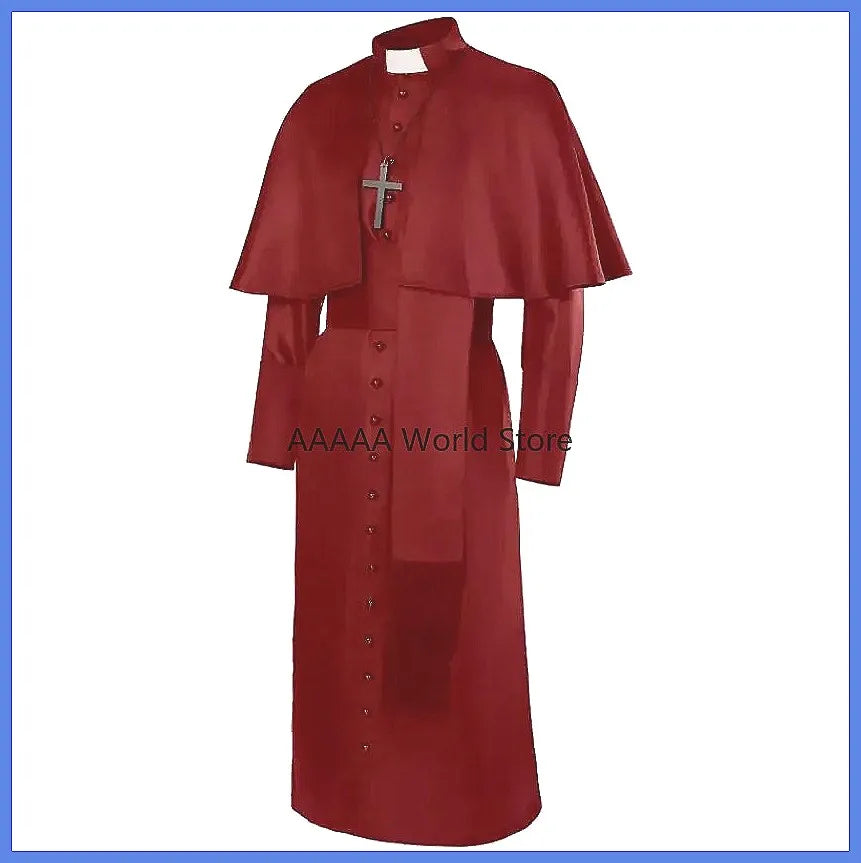 Medieval Priest Cosplay Costume Catholic Cassock Robe for Church Pastor Missionary Clergy