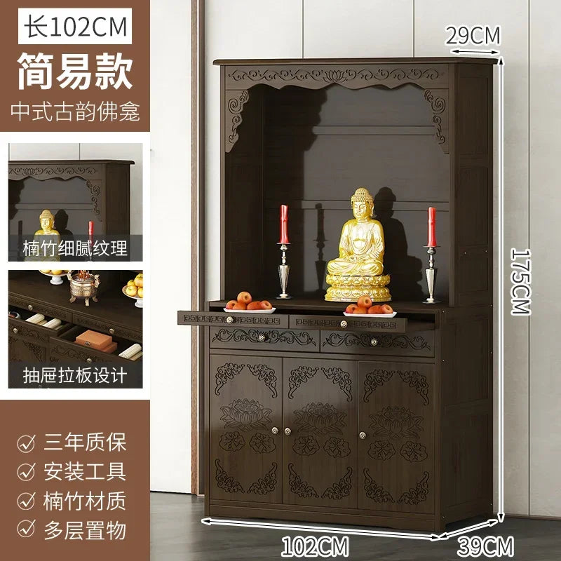 G1   Buddhist shrine stand cabinet, God of Wealth cabinet, household Buddha statue, Guan Gong Bodhisattva worship altar cabinet