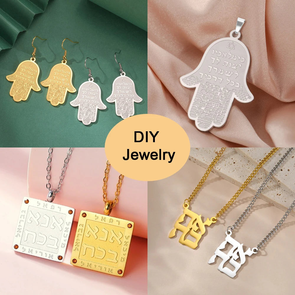 EUEAVAN 1pc Hebrew Letter Hai Chai Pendant Ahava Love Jehovah Yahweh Charm Jewish Judaic DIY Necklace Jewelry Making Accessories