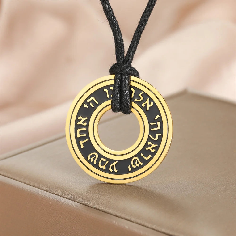 My Shape Hebrew Prayer Necklaces Shema Israel Blessing Stainless Steel Pendant Necklace Star of David Jewish Jewelry Wholesale