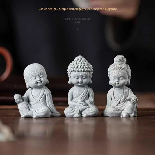 Landscaping Zen Oriental Aesthetic Garden Decoration Chinese Style Buddha Statue Cute Little Monk Figurines Fish Tank Moss