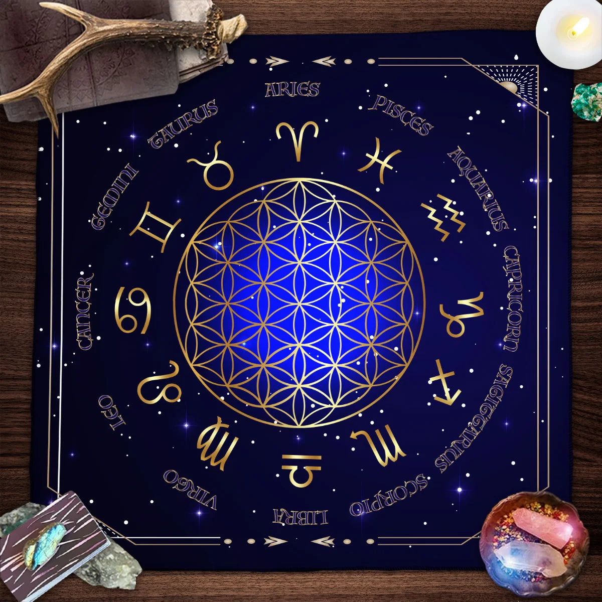 Tarot Tablecloth Mandala Flower Of Life Altar Cloth For Divination Meditation Circle Galaxy Tarot Mat Spiritual Oracle Card Pad
