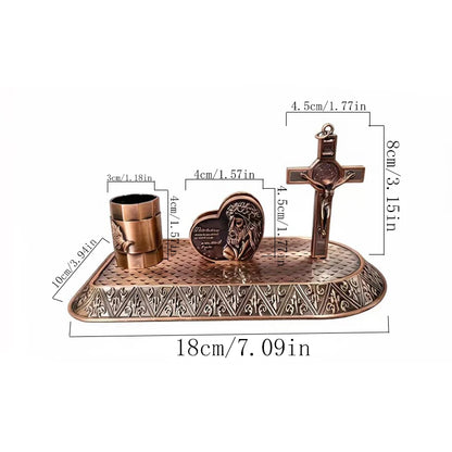 New 2026 Gold Religious Iconography Gift Set with Saint Benedict Crucifix for Home Altar Church Prayer Devotion Christian Decor