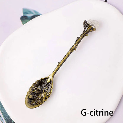 Natural Crystal Tumbled Stone Spoon Magic Energy Divination Halloween Spirit Souvenir Gift Home Decor Christmas Graduation Gift