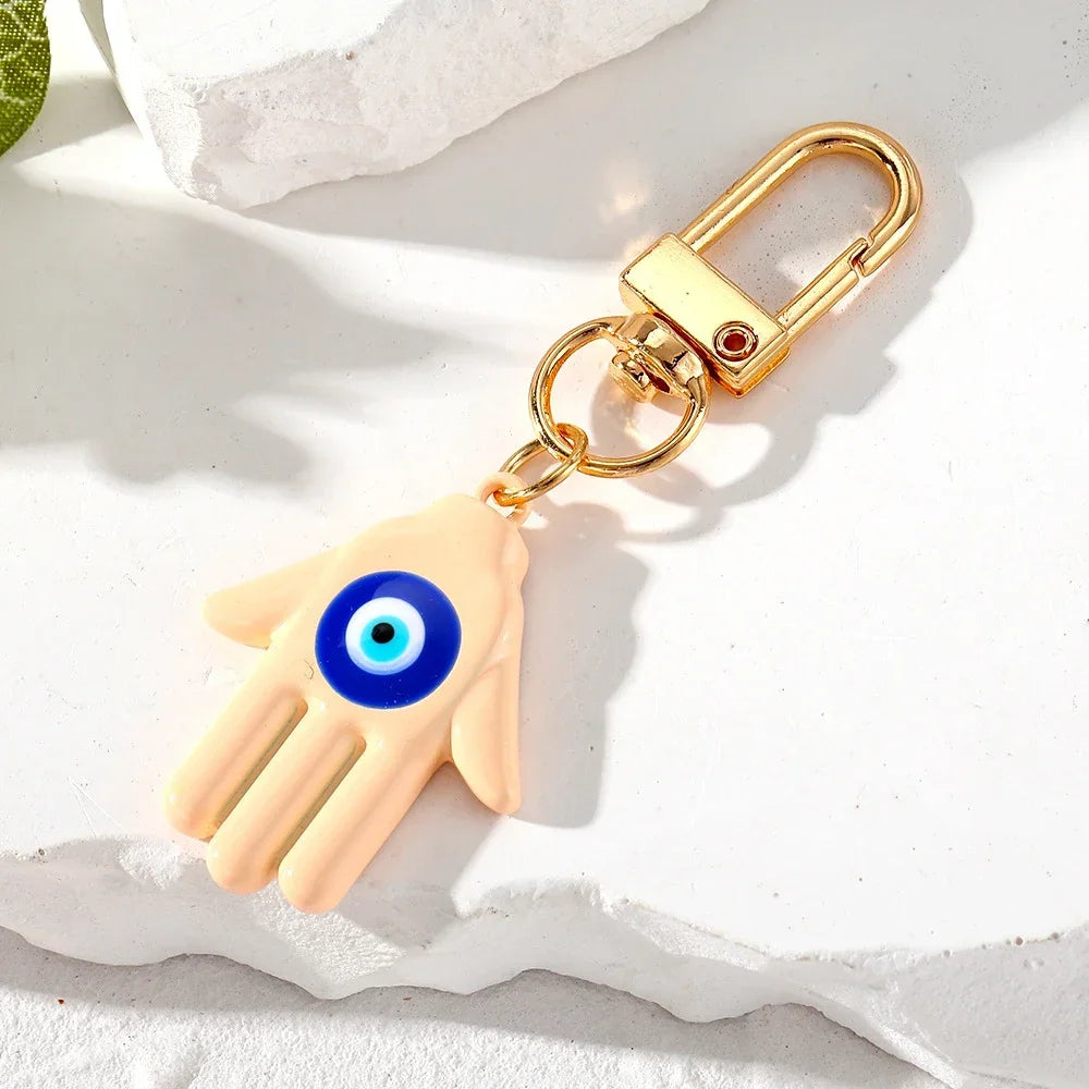 Turkish Blue Evil Eye Keychain Luckly Owl Elephant Butterfly Tortoise Charms With Key Holder Handbag Decorations For Women Men