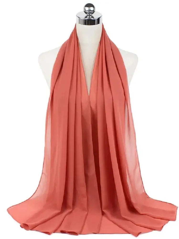 New Fashion Women Solid Chiffon Headscarf Ready To Wear Instant Hijab Scarf Muslim Shawl Islamic Hijabs Arab Wrap Head Scarves