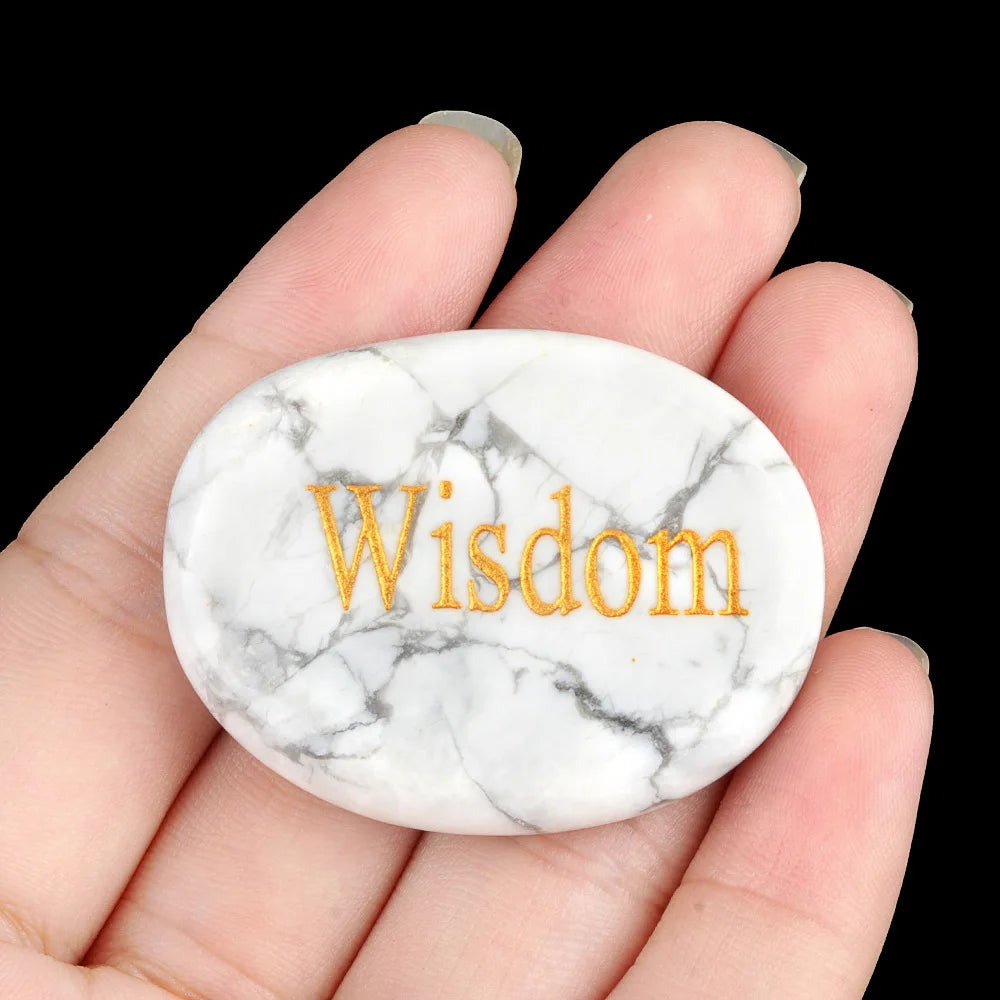 Natural Stone Crystal Engraved Different Inspirational Word Worry Stones Reiki Healing Crystals Palm Gemstone Thanksgiving Gifts