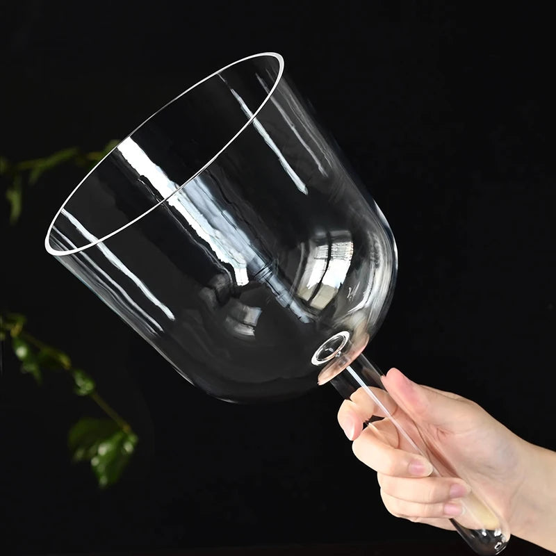 Handheld Singing Bowl Meditation Crystal Sound Bowl Sound Healing Percussion Instruments Transparent Singing Bowls with Bag