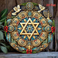 2D Flat Star of David Menorah Dove Round Metal Tin Sign, Elegant Jewish Hanukkah Religious Wall Decor, Ornate Judaica Art Iron P
