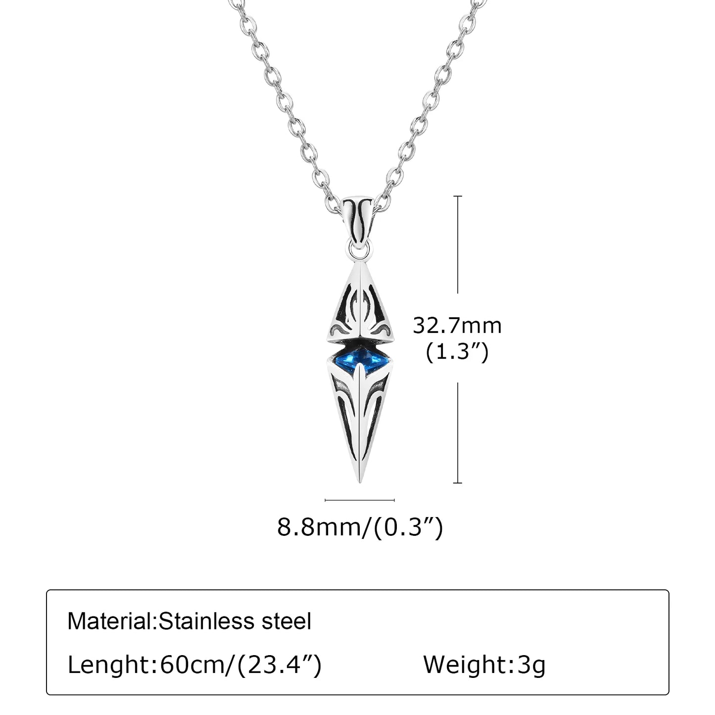 Stylish Blue Stone Man Necklaces Stainless Steel Jewelry Cube  Pendant Collar Birthday Party Dad Boyfriend Valentine Gifts