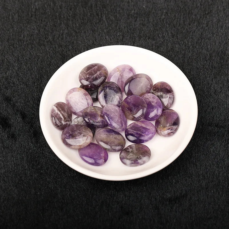 JH18-1 5/10Pcs Natural Crystal Palm Stone, 2cm Oval Shaped Raw Gemstone for Handheld Worry Stone Reiki Healing Massage Decor
