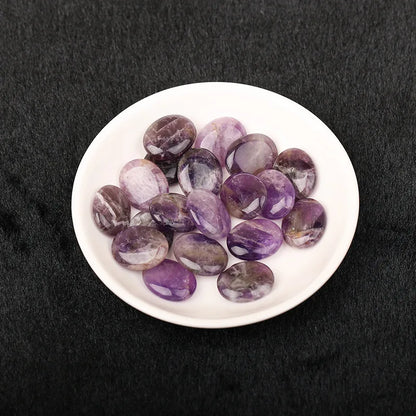 JH18-1 5/10Pcs Natural Crystal Palm Stone, 2cm Oval Shaped Raw Gemstone for Handheld Worry Stone Reiki Healing Massage Decor