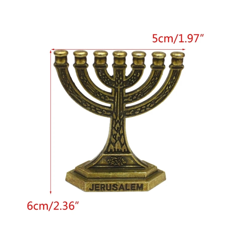 12 Tribes of Israel Menorah Jewish 7 Branch  Holder Jerusalem Temple Candlestick Religious Candelabra for Church 87HA