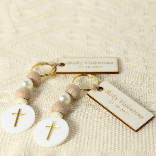 Personalized Cross Kecyhain Baptism Favors for Guests, Custom First Communion Favors, Bautizo Recuerdos, Catholic Christening Bo