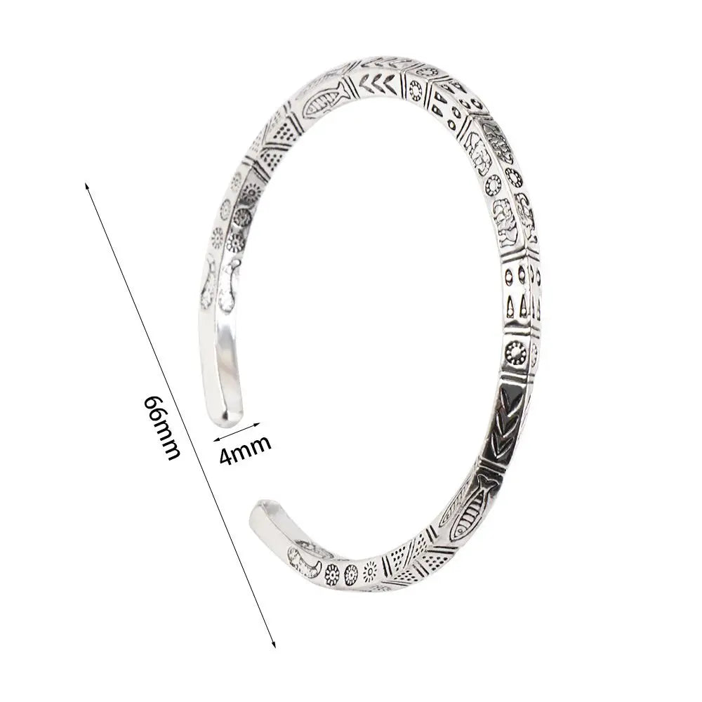 Opening Design Vintage Carved Totem Bracelet Adjustable Silver Twist Armband Cuff Open Bracelet Mobius High Quality