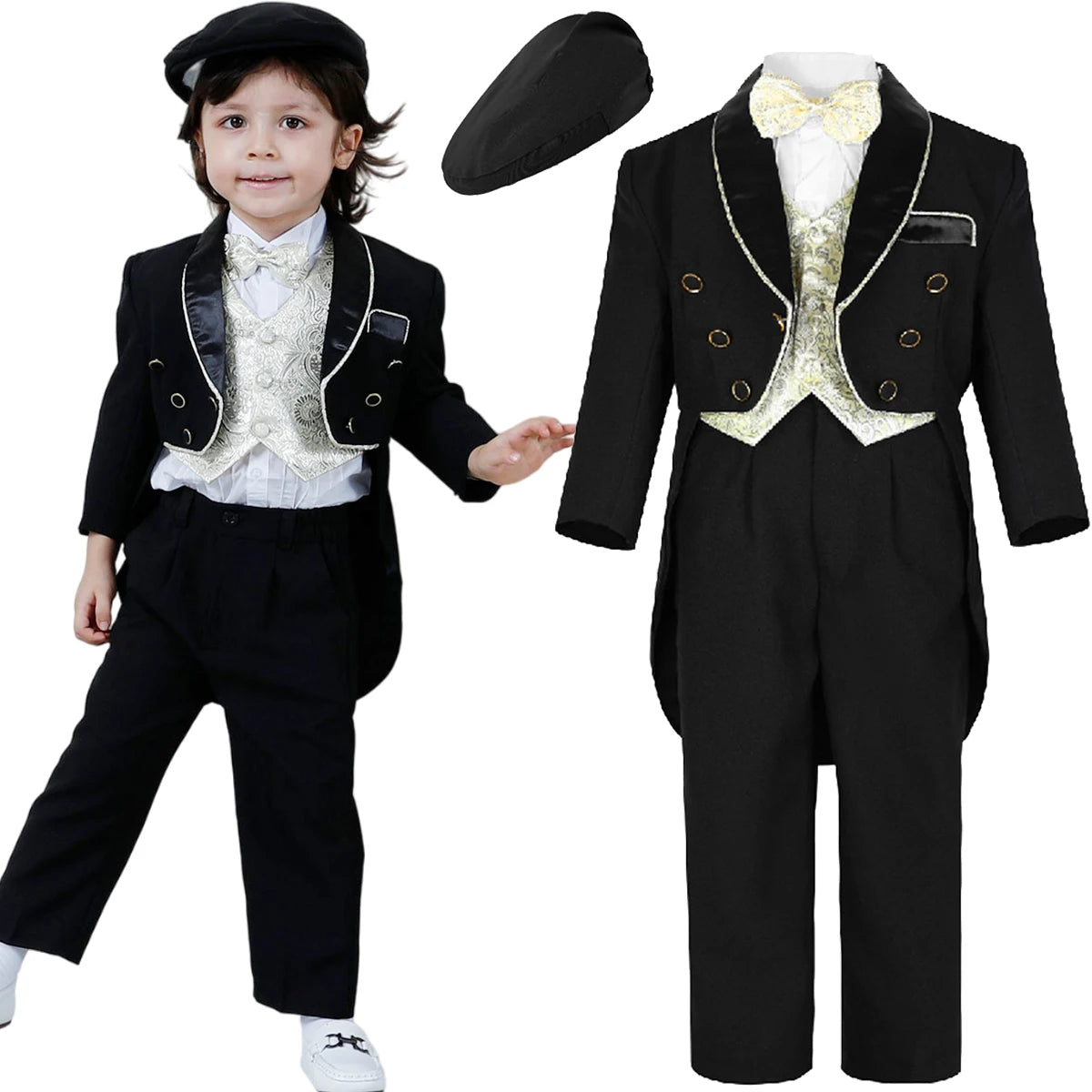 Baptism Outfit for Boys Kids Tuxedo Baby Christening Suit Toddler Wedding Ceremony Blessing Clothes Infant Winter Formal Set