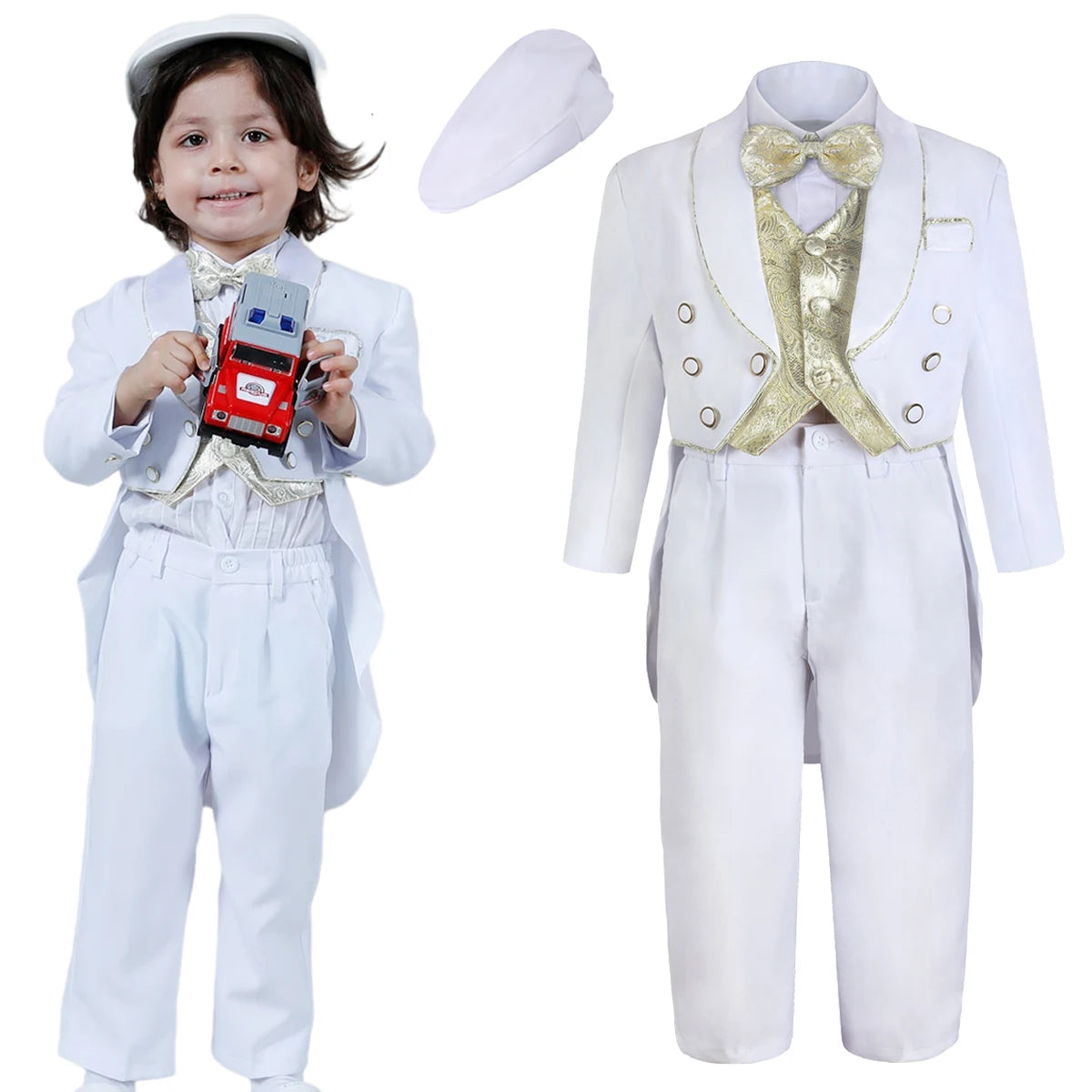 Baptism Outfit for Boys Kids Tuxedo Baby Christening Suit Toddler Wedding Ceremony Blessing Clothes Infant Winter Formal Set