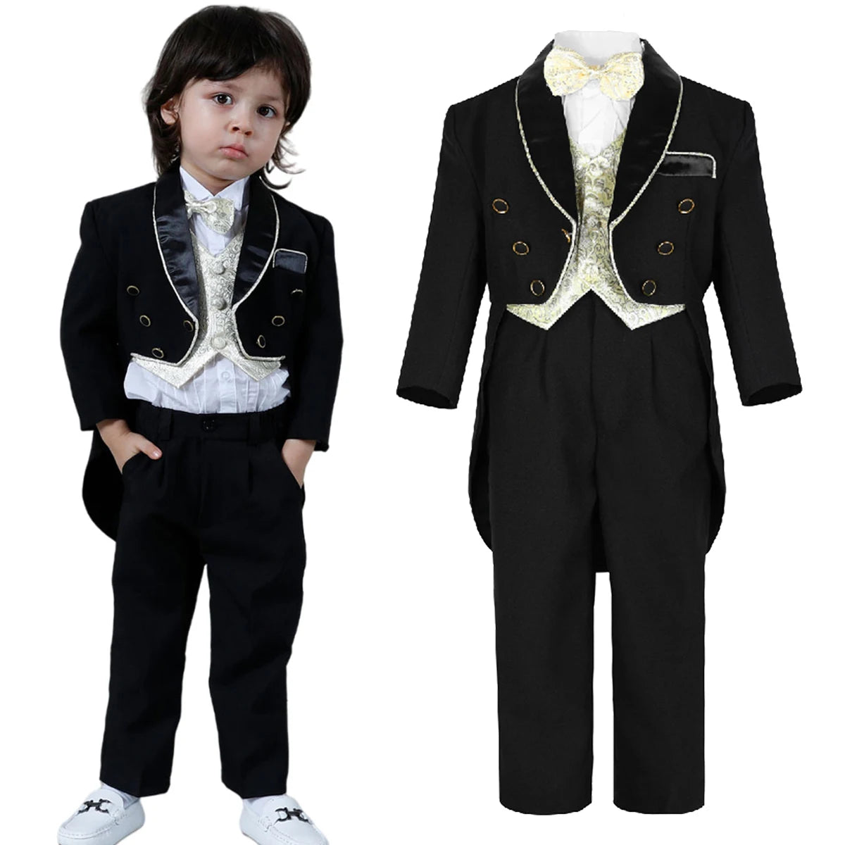 Baptism Outfit for Boys Kids Tuxedo Baby Christening Suit Toddler Wedding Ceremony Blessing Clothes Infant Winter Formal Set