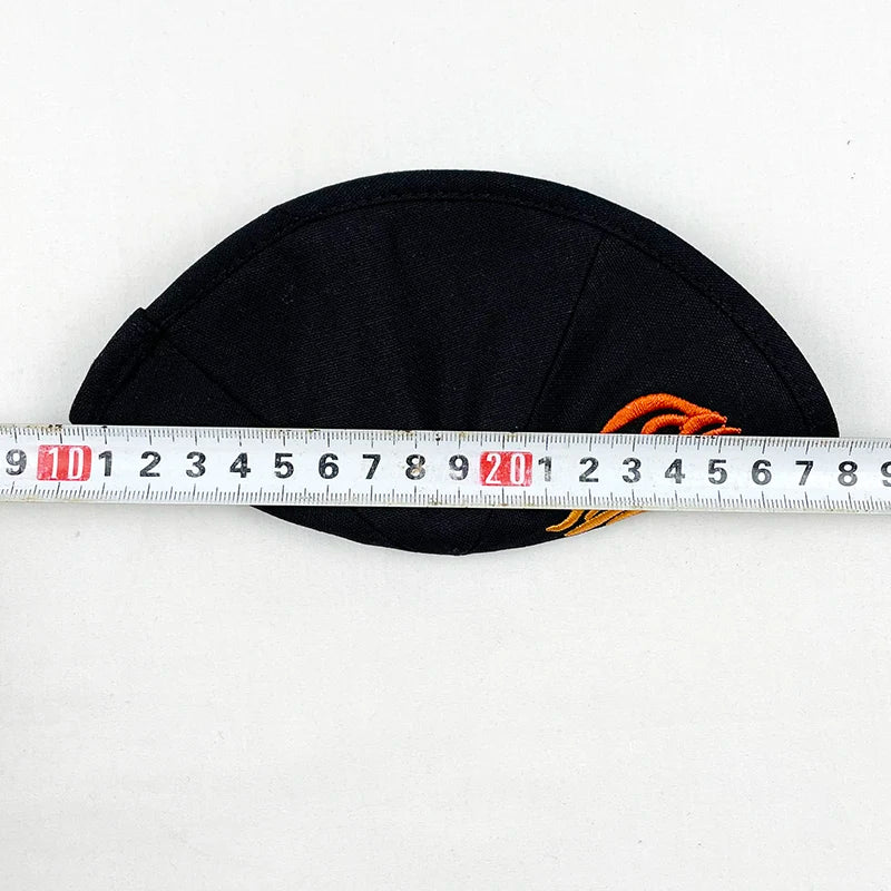 1pc Judaical Kippah with Embroidery Of Fire for Men Yamaka Hat Black White 18cm